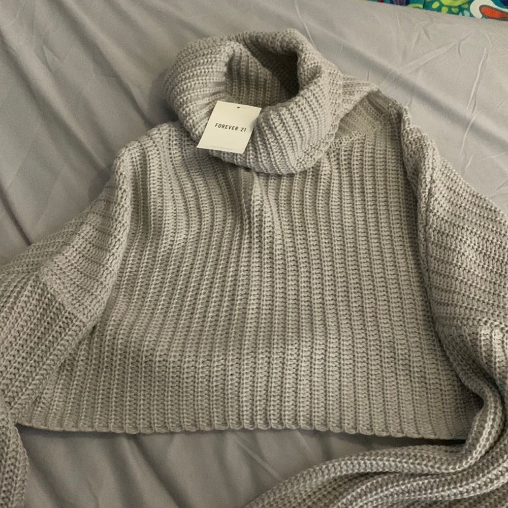 Womens Turtleneck Cropped Sweater With Thumbholes Womens Large